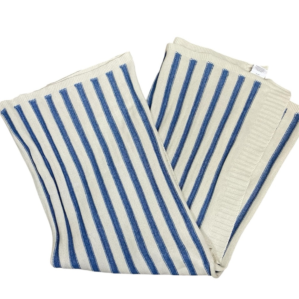 Room & Retreat Collection- Blue Stripe Knit Throw
